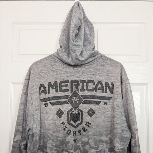 American Fighter Hoodie Mens Size 2XL Gray Long Sleeve Pullover Sweatshirt - Picture 12 of 16